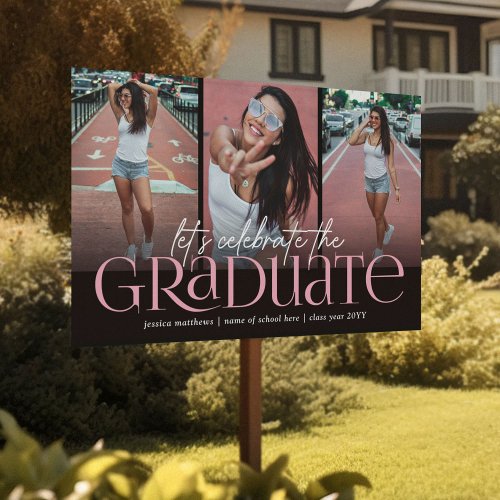 Trendy Typography Photo Collage Graduation Party Sign