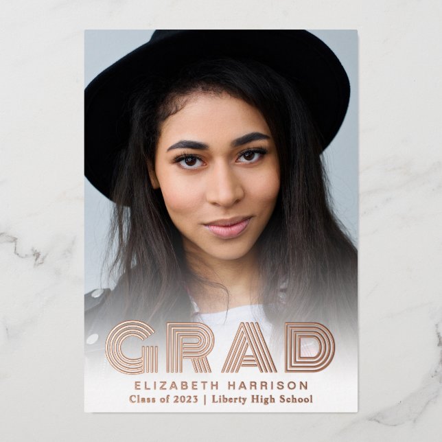 Trendy Typography Photo Graduation Announcement (Front)