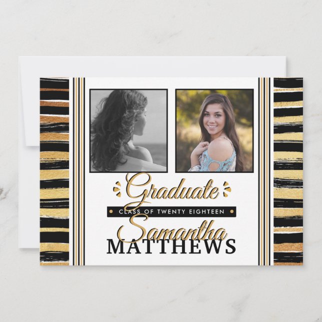 Trendy Typography Photo Graduation Announcements (Front)