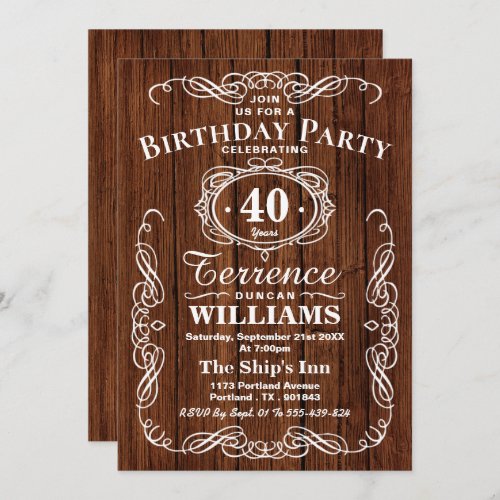 Trendy Typography Rustic Wood Birthday Party Invitation