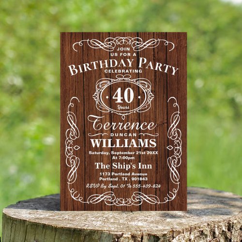 Trendy Typography Rustic Wood Birthday Party