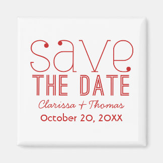 Trendy Typography Save the Date Magnet, Red Magnet