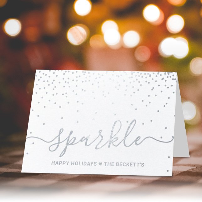 Trendy Typography "Sparkle" Christmas Holiday Foil Card (Creator Uploaded)