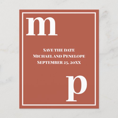 Trendy Typography Terracotta Budget Save the Date  Flyer