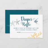 Trendy Under the Sea Baby Shower Diaper Raffle Enclosure Card (Front/Back)