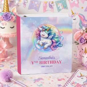 Trendy Unicorn Pink Purple Girl Birthday Binder