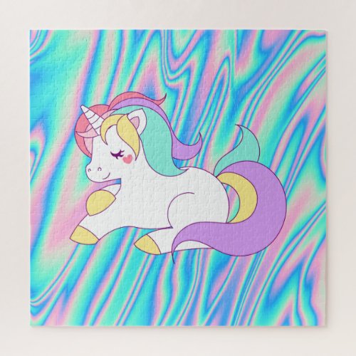 Trendy Unicorn Rainbow Holographic Jigsaw Puzzle