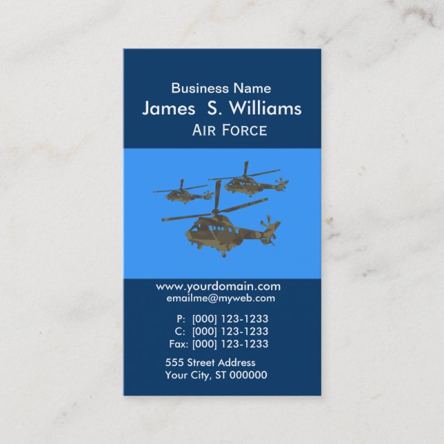 Trendy  Unique Air Military Helicopters Business Card (Front)