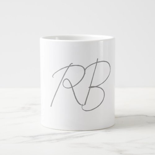 Trendy Unique Creative Monogram Initial Letters Giant Coffee Mug