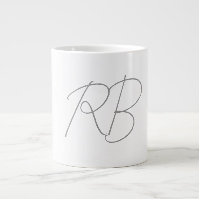 Trendy Unique Creative Monogram Initial Letters Giant Coffee Mug (Front)