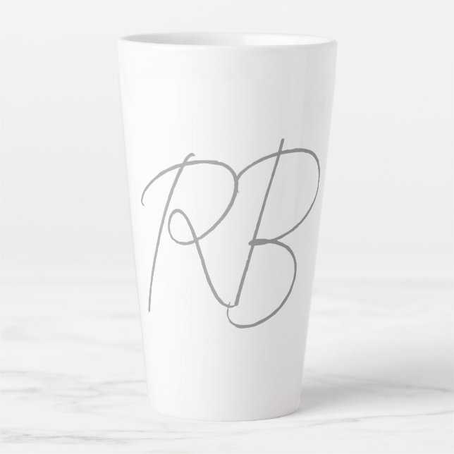 Trendy Unique Creative Monogram Initial Letters Latte Mug (Front)