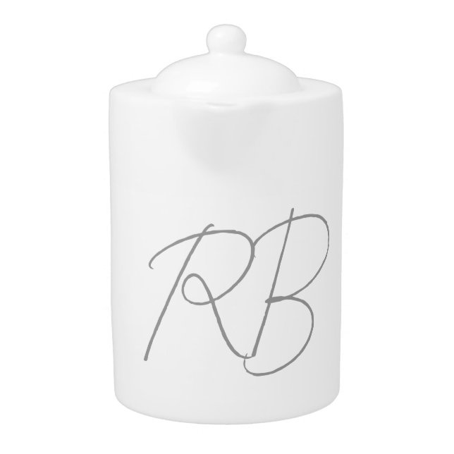 Trendy Unique Creative Monogram Initial Letters Teapot (Front)