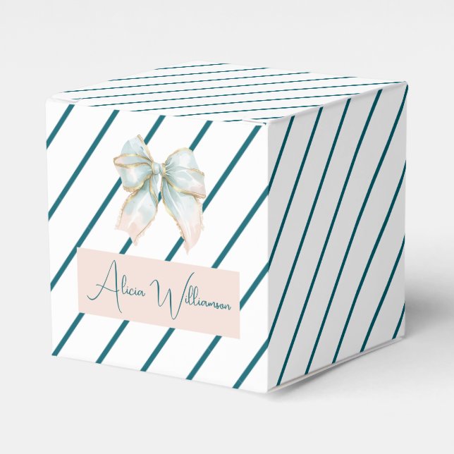Trendy unique Cute green Personalized   Favor Boxes (Front Side)