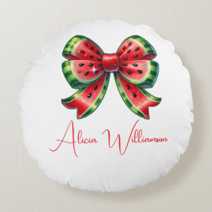 Trendy unique Cute red &green Personalized  Round Pillow