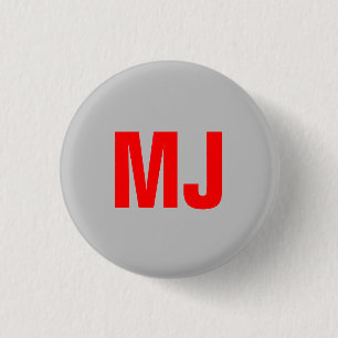 Trendy unique grey red bold monogram name initials button