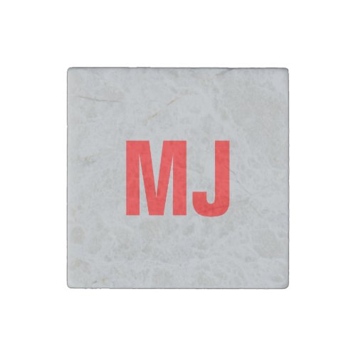 Trendy unique grey red bold monogram name initials stone magnet