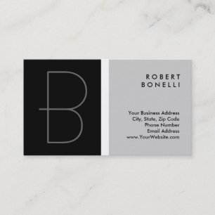Trendy Unique Monogram Black Gray Business Card