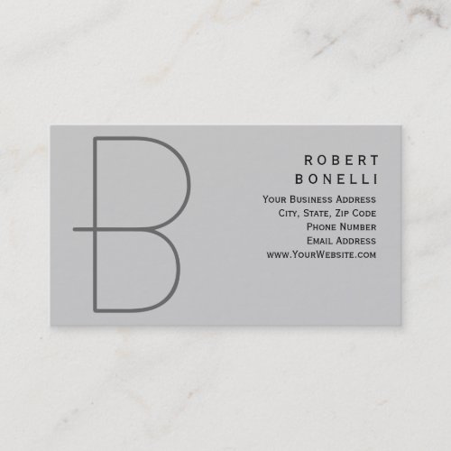 Trendy Unique Monogram Gray Business Card