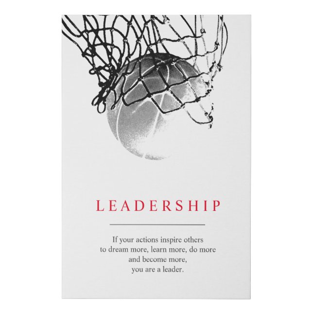 Trendy Unique Motivational Basketball Leadership Faux Canvas Print (Front)