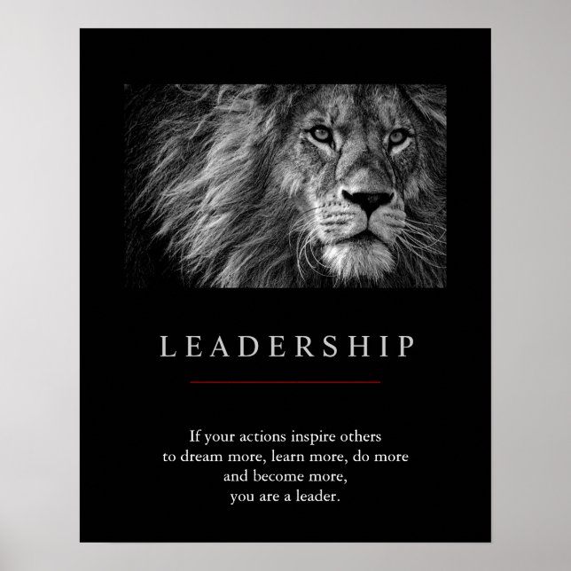 Trendy Unique Motivational Leadership Lion Poster (Front)
