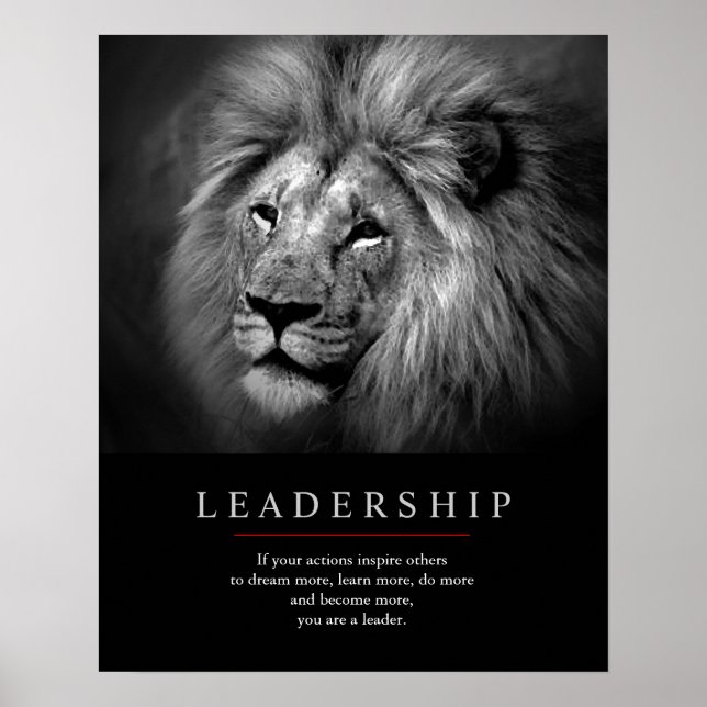 Trendy Unique Motivational Leadership Lion Poster (Front)