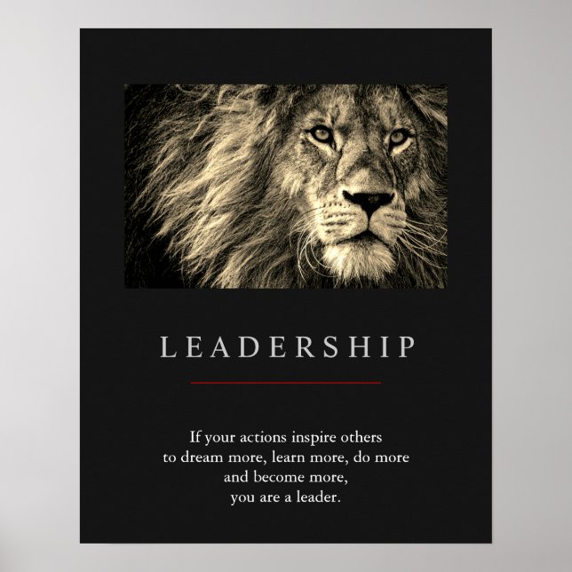Trendy Unique Motivational Leadership Lion Poster (Front)