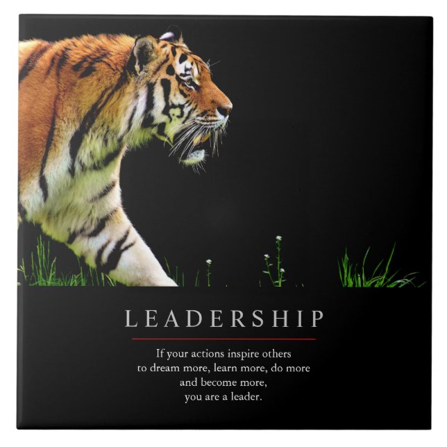 Trendy Unique Motivational Leadership Tiger Ceramic Tile (Front)