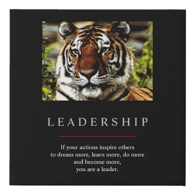 Trendy Unique Motivational Leadership Tiger Faux Canvas Print (Front)