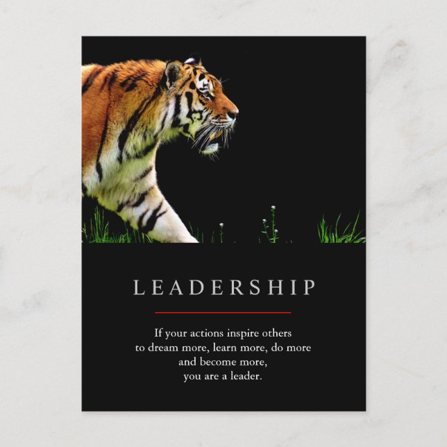 Trendy Unique Motivational Leadership Tiger Postcard (Front)