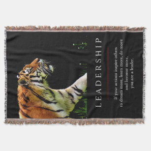 Trendy Unique Motivational Leadership Tiger Throw Blanket