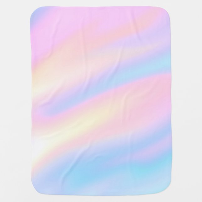Trendy Unique pastel Pink Blue abstract waves Baby Blanket (Front)