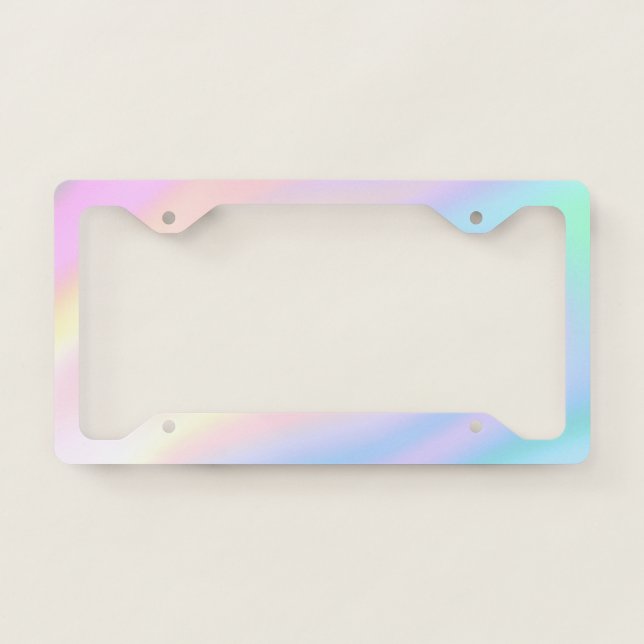 Trendy Unique pastel Pink Blue abstract waves License Plate Frame (Front)