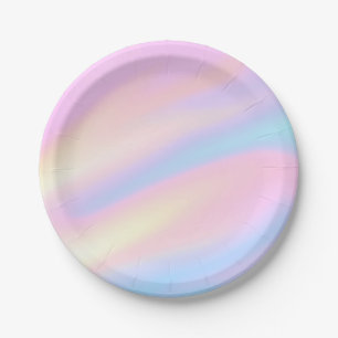 Trendy Unique pastel Pink Blue abstract waves Paper Plates