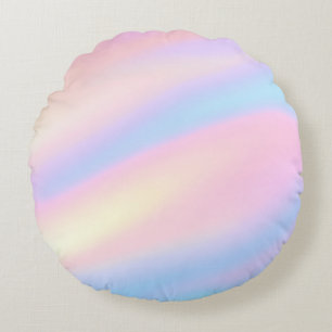 Trendy Unique pastel Pink Blue abstract waves Round Pillow