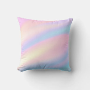 Trendy Unique pastel Pink Blue abstract waves Throw Pillow