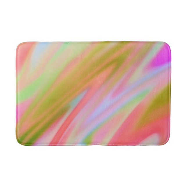 Trendy Unique Pink Blue green abstract waves  Bath Mat (Front)