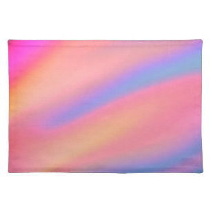 Trendy Unique Pink Blue green abstract waves Cloth Placemat