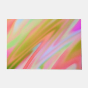 Trendy Unique Pink Blue green abstract waves Doormat