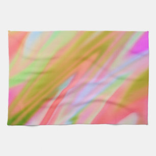 Trendy Unique Pink Blue green abstract waves  Kitchen Towel