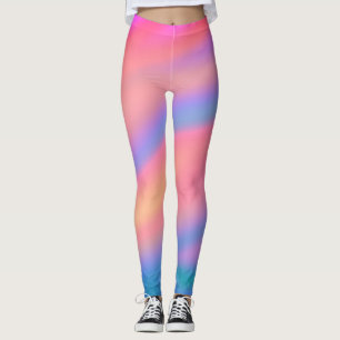 Trendy Unique Pink Blue green abstract waves Leggings