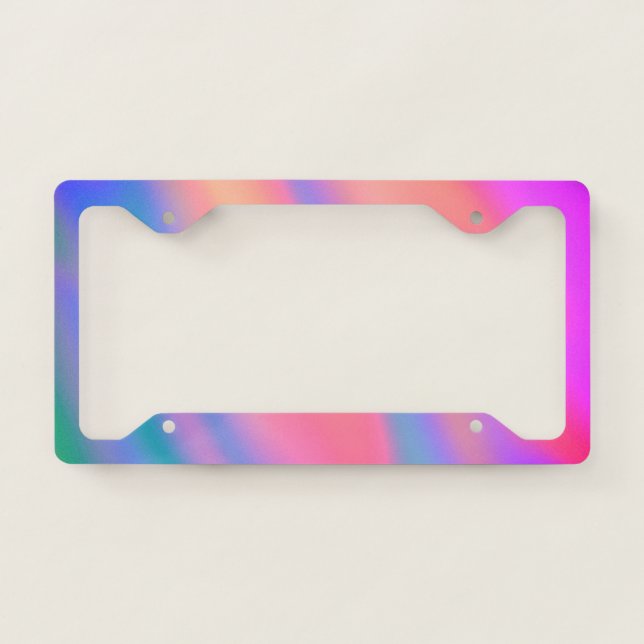 Trendy Unique Pink Blue green abstract waves License Plate Frame (Front)