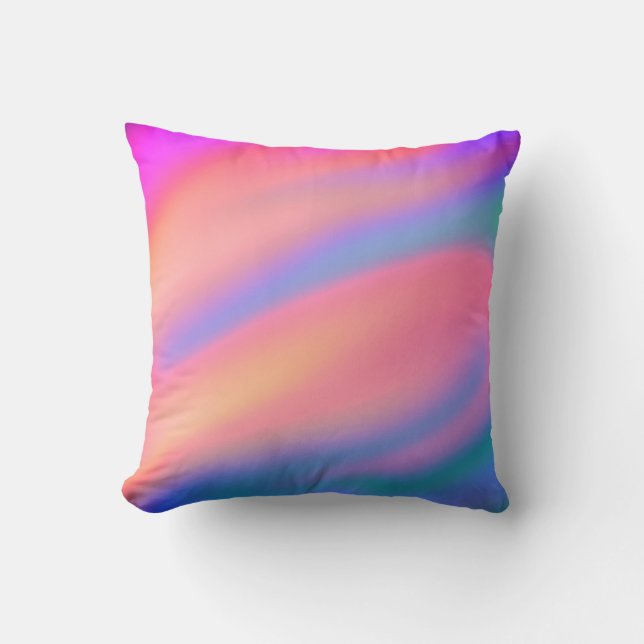 Trendy Unique Pink Blue green abstract waves  Throw Pillow (Front)