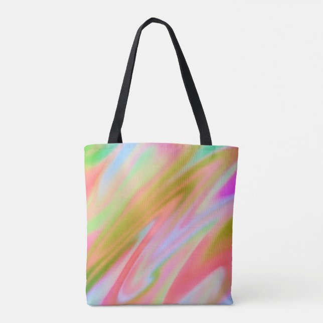 Trendy Unique Pink Blue green abstract waves  Tote Bag (Back)