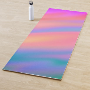 Trendy Unique Pink Blue green abstract waves Yoga Mat