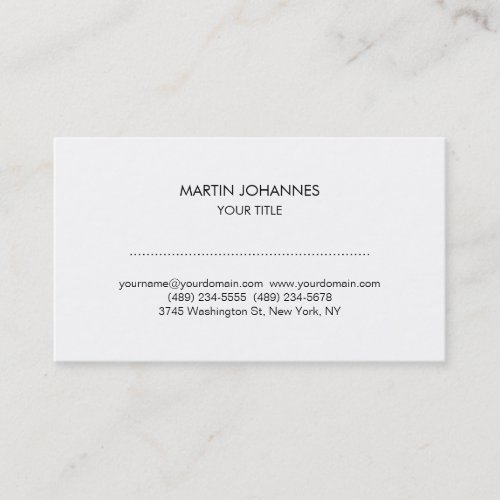 Trendy Unique Plain Black White Business Card