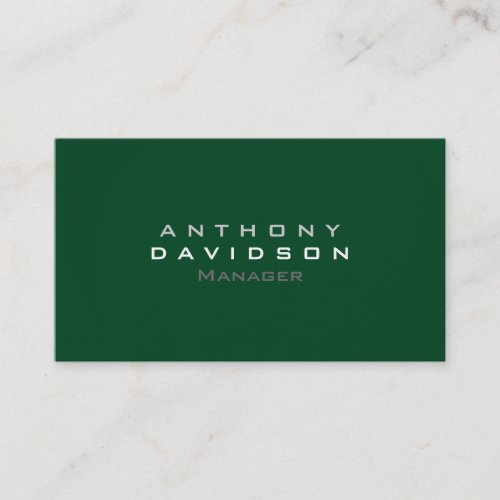 Trendy Up Forest Green Minimalist Business Card