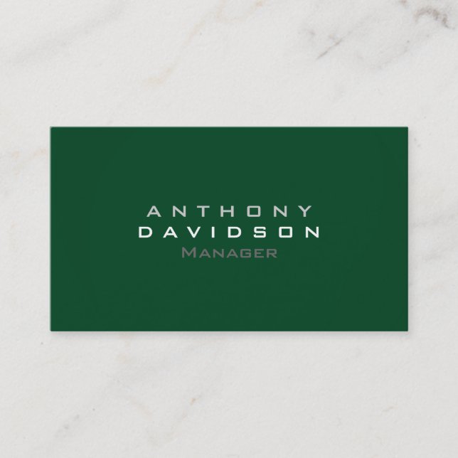 Trendy Up Forest Green Minimalist Business Card (Front)