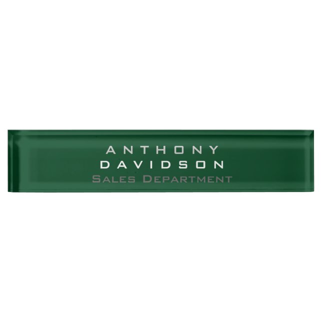 Trendy Up Forest Green Minimalist Business Desk Name Plate (Front)