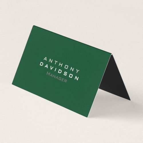 Trendy Up Forest Green Minimalist Folded Business Card