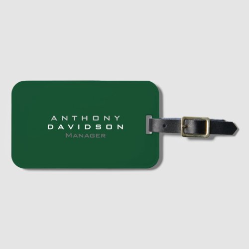 Trendy Up Forest Green Minimalist Luggage Tag